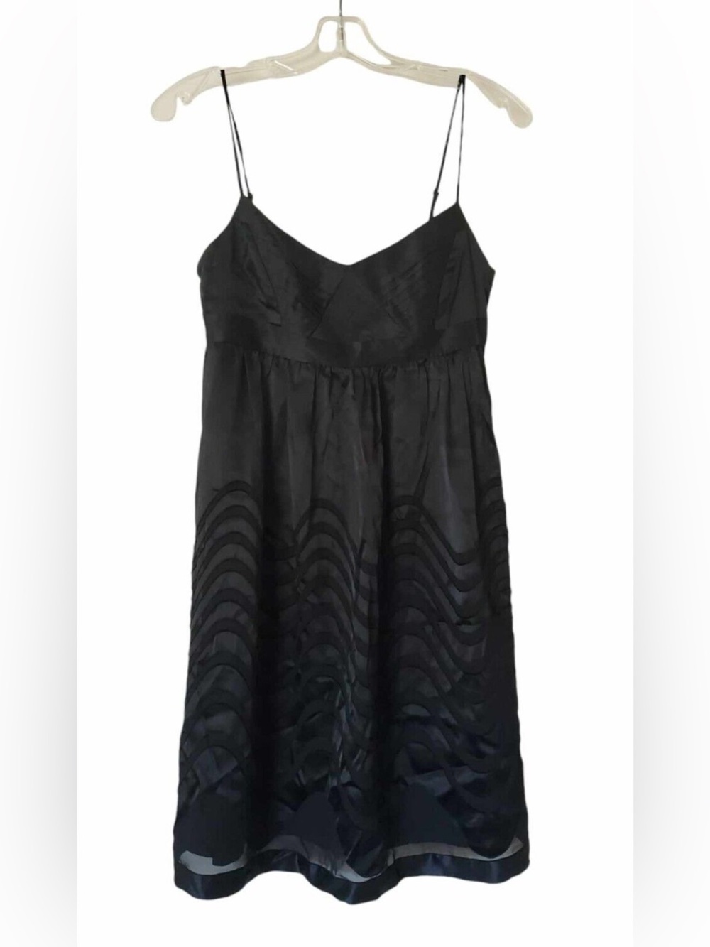 BCBGMaxAzria Black Satin Slip Dress with Spaghetti Straps